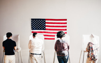 Wall Mural - People voting election poll