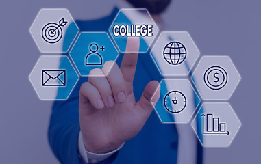 Poster - Handwriting text College. Conceptual photo educational institution or establishment providing higher education