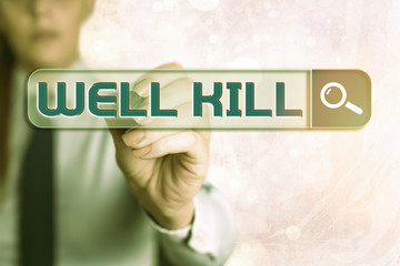 Poster - Word writing text Well Kill. Business photo showcasing operation of placing a column of heavy fluid into a well bore