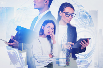 Poster - Diverse people in city, business interface