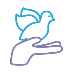 Wall Mural - hand lifting dove solidarity line style