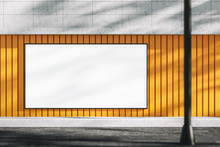 Horizontal Mock Up Poster On Orange Building Wall