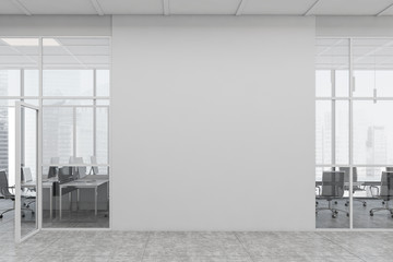 Poster - White open space office corridor with mock up wall