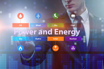 Energy mix concept with businessman