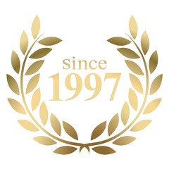 Wall Mural - Year 1997 gold laurel wreath vector isolated on a white background 