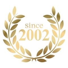 Wall Mural - Year 2002 gold laurel wreath vector isolated on a white background 