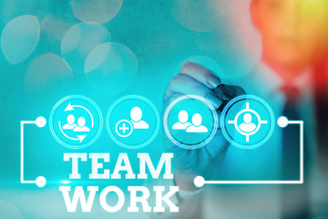 Wall Mural - Writing note showing Team Work. Business concept for Combined action of a group Workgroup cooperation collaboration