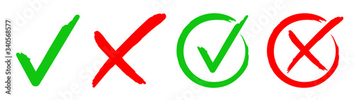 Fotografía Set check mark and cross. Vector illustartion