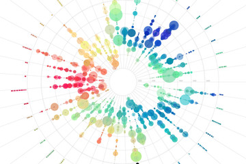 Vector big data visualization. Visual information complexity. Big data analytics representation. Abstract data radial plot.