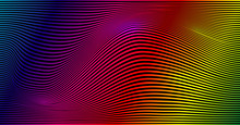 Psychedelic Lines. Abstract Pattern. Texture With Wavy, Curves Stripes. Optical Art Background. Wave Colorful Design, Color Spectrum Gradient, Vector Banner Illustration