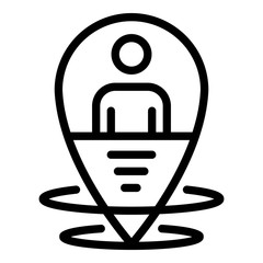 Poster - Man at the geo point icon. Outline man at the geo point vector icon for web design isolated on white background