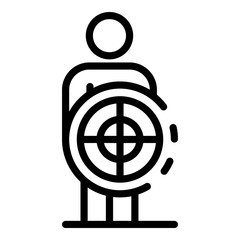Poster - Man under the target icon. Outline man under the target vector icon for web design isolated on white background