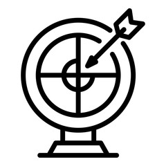 Poster - Arrow in target icon. Outline arrow in target vector icon for web design isolated on white background