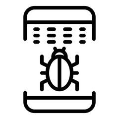 Poster - Bug in smartphone application icon. Outline bug in smartphone application vector icon for web design isolated on white background