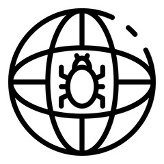 Poster - Global bug icon. Outline global bug vector icon for web design isolated on white background