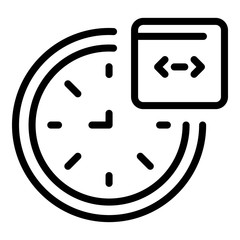 Poster - Code on round clock icon. Outline code on round clock vector icon for web design isolated on white background