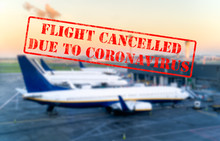 Defocused View Of Grounded Passenger Airplanes On Empty And Closed Airport Due To Coronavirus
