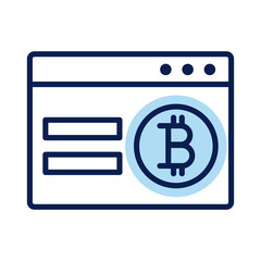 Poster - webpage with bitcoin crypto currency line style icon