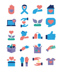 Sticker - bundle of charity and solidarity icons