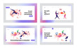 © Anna Syvak - Fight for Vacancy, Laziness Landing Page Template Set. Business Characters Pulling Office Chair Fighting for Vacant Work Position. Lazy or Tired People Sleep at Workplace. Cartoon Vector Illustration