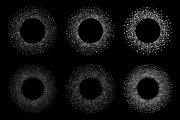 Wall Mural - halftone vector circular dotted frames set. circle dots isolated on the white background. logo desig