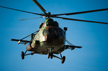 Military Helicopter Flying During Exercise
