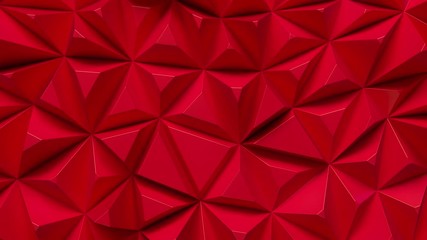 Poster - Red dynamic fragments. Polygonal pattern design. 3d loop animation. Triangular mosaic surface. Morphing cells background. Futuristic crystals. 4K seamless abstract composition.