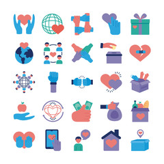 Sticker - bundle of charity and solidarity icons