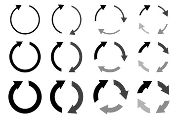 Poster - Arrows in the form of black circles of different thicknesses and formats. Vector illustration. Stock Photo.