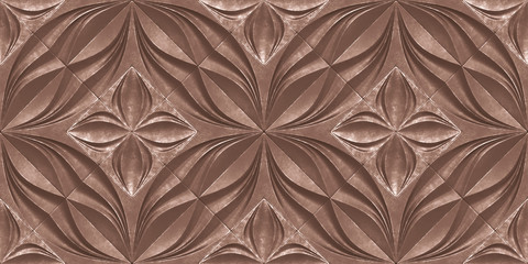 Wall Mural - 3D wallpaper of architectural modules is brown with white frayed edges. Realistic seamless texture of high quality.
