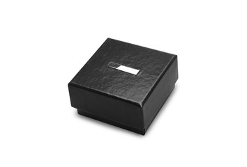 Wall Mural - Black gift box mockup isolated on white background with clipping path.