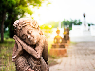 Ancient statues in the park Prachinburi Thailand