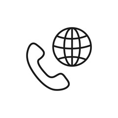 Poster - phone with globe vector icon, communication conference icon