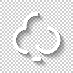 Poster - Clubs, playing card game, outline design. White icon with shadow on transparent background
