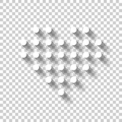 Poster - Dot heart, digital love symbol. White icon with shadow on transparent background