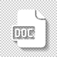Poster - Computer file, doc symbol. White icon with shadow on transparent background