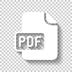 Poster - Computer file, pdf symbol. White icon with shadow on transparent background