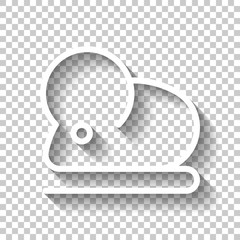 Poster - Mouse or rat, animal, outline design. White icon with shadow on transparent background