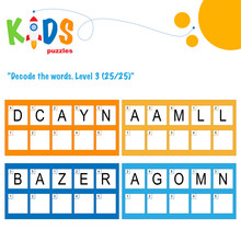 Decode The 5-letter Words. Worksheet Practice For Preschool, Elementary And Middle School Kids. Fun Logic Puzzle Activity Sheet.