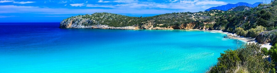 Most beautiful and best beaches of Crete island -Istron bay near Agios Nikolaos. Greece