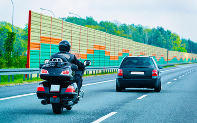 Canvas Print - Motorcycles at highway road in Poland reflex