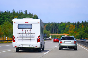 Canvas Print - Road with Camper and cars Switzerland reflex