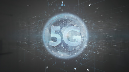 Poster - 5G connection with data surrounding - 3d rendering