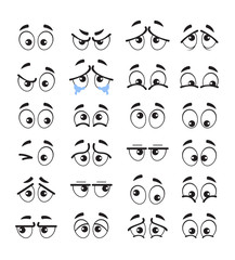 Wall Mural - Cartoon eyes emotion characters isolated set. Vector flat cartoon graphic design illustration