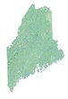 High resolution topographic map of Maine with land cover, rivers and shaded relief in 1:1.000.000 scale.