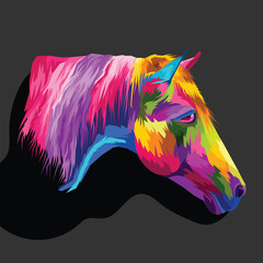 colorful horse pop art portrait style vector illustration