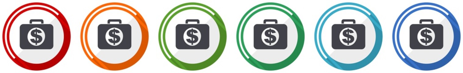Fototapete - Financial icon set, flat design vector illustration in 6 colors options for webdesign and mobile applications
