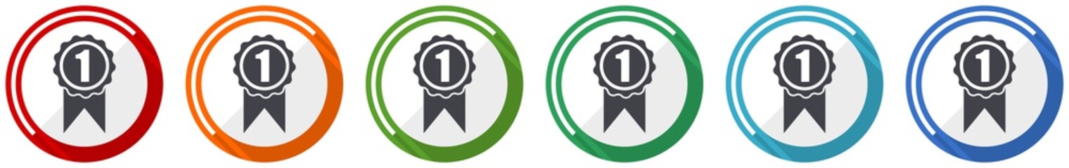 Poster - Victory icon set, first, winner flat design vector illustration in 6 colors options for webdesign and mobile applications