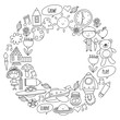 © Anastasia - Vector icons and elements. Kindergarten, toys. Little children play, learn, grow together.