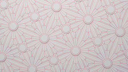 Wall Mural - Abstract background geometric background triangles and circles minimalistic render with saturated pink edges. 3d render light background.